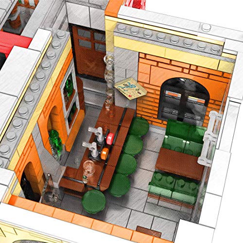 ZJLA Modulare Haus Architektur Modellbausteine 4030 Klemmbausteine Alte Taverne Bauset mit Figuren Haus Modellbau… – Bild 5