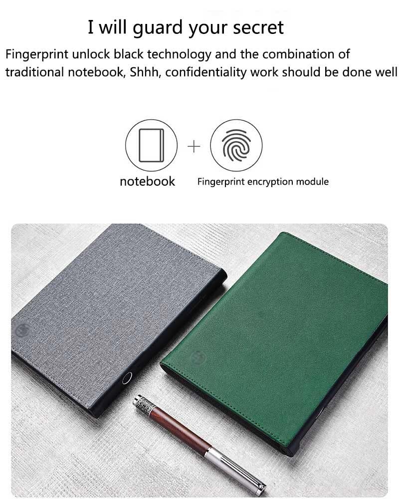 Cuaderno Inteligente con Desbloqueo de Huellas Dactilares: Diario Personal con Cerradura Electrónica, Incluye Ranura para Tarjetas, Perfecto para Planificar AgendaGris