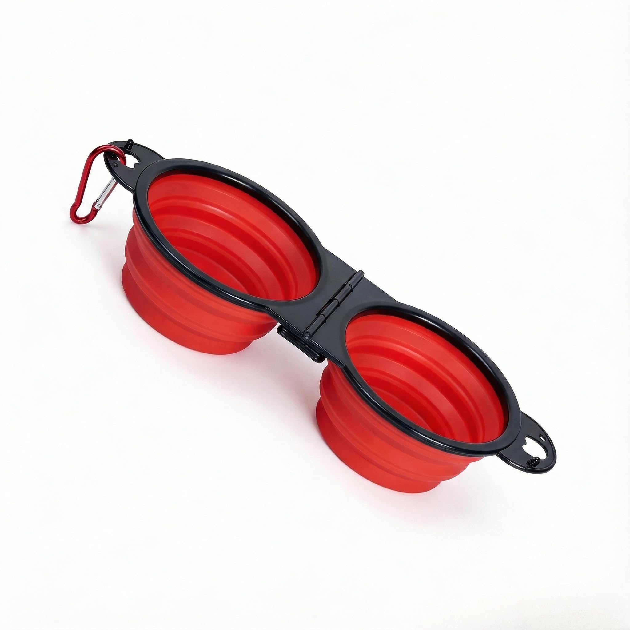 Double gamelle pliable pour chien avec porte-clés – Gamelle d'eau et d'alimentation portable pour animaux de compagnie, pliable et pratique pour chiens et chats, plusieurs couleurs disponibles (rouge)
