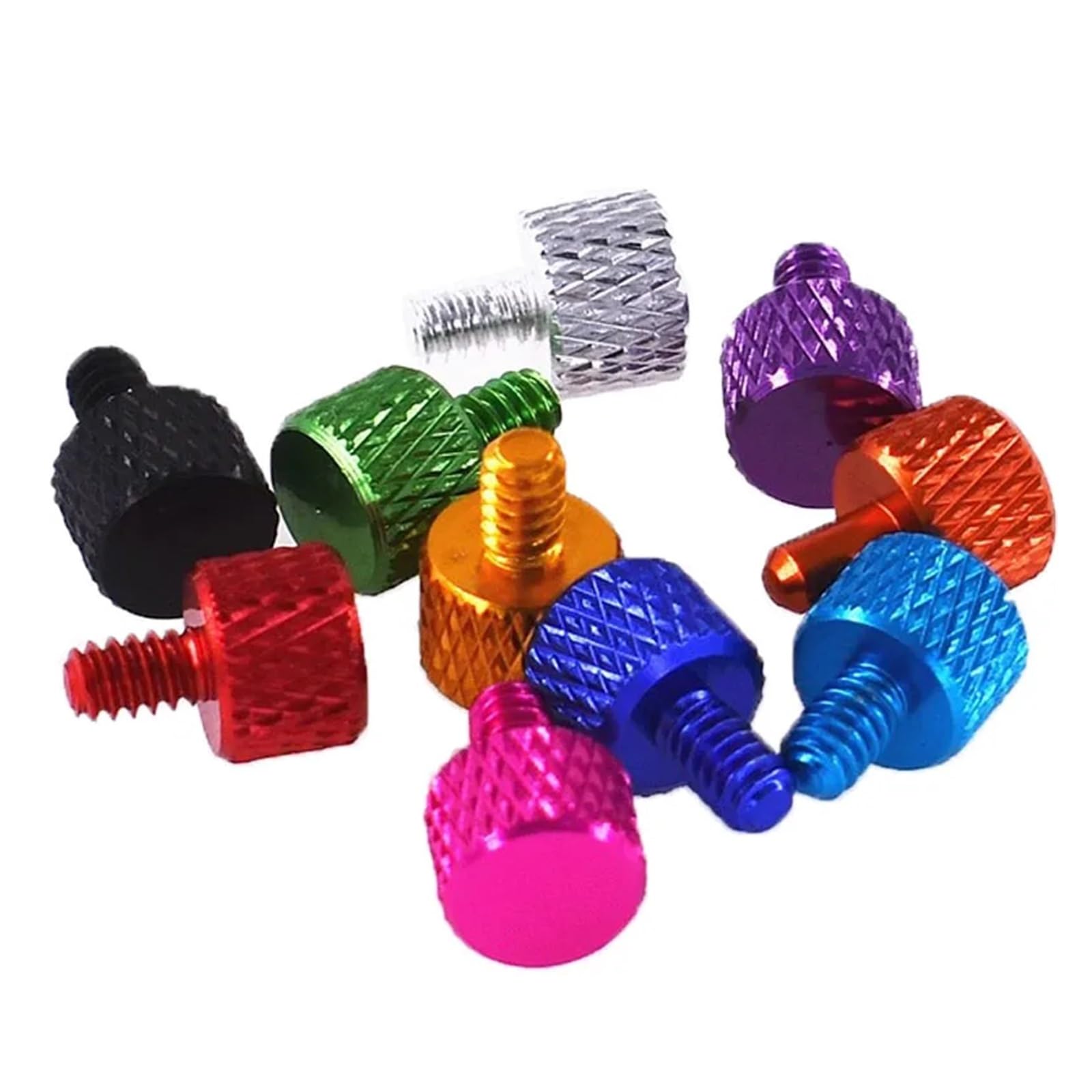 Generico 1-10 Pezzi 6#-32 Pannello Laterale colorato for Case del Computer Disco Rigido Vite a serraggio Manuale Lunghezza 5-20 mm Viti a Testa zigrinata in Alluminio(Silvery,10PCS_20MM)