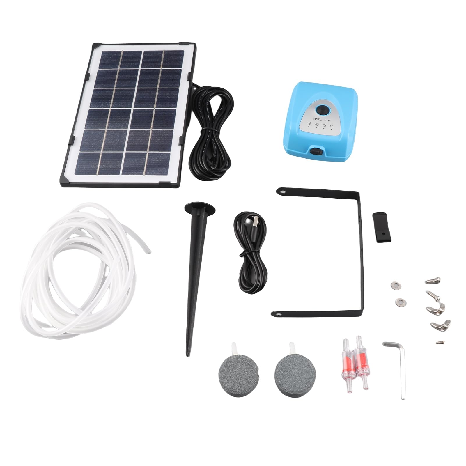 Garsent Bomba de Oxígeno Solar 1,2 L/min X 2 Flujo de Aire Fácil Instalación para Acuario Pecera con Ventosa para Reducción de Ruido