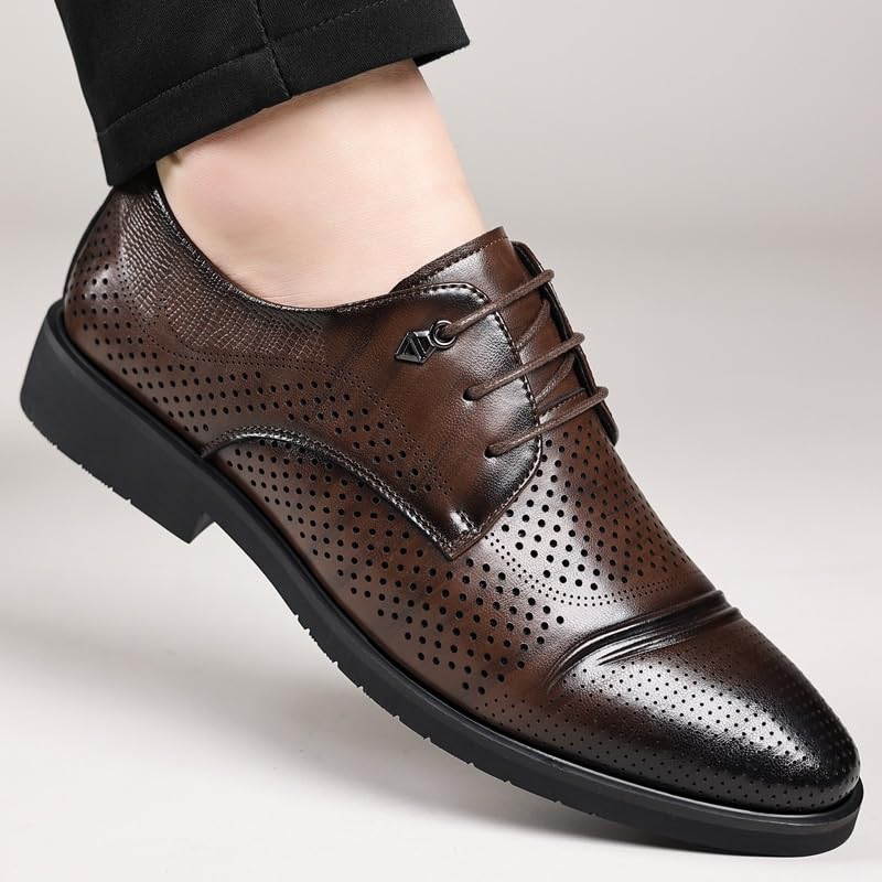 Men's British Style Big Size Hollow-Out Leather Shoes Summer Breathable Business Formal Oxfords Casual Dress Sandals2