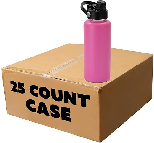 makerflo Botella de agua con recubrimiento de polvo hidráulico de 32 onzas, paquete de 25 con tapa 2 en 1, lista para manualidades para regalos y