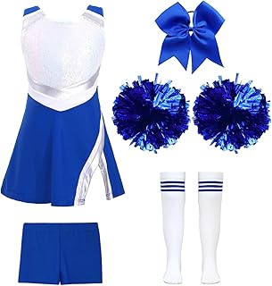 Kids Girls Cheerleading Costume Cheer Leader Uniform Outfit for Halloween Carnival Festival Sports Games
