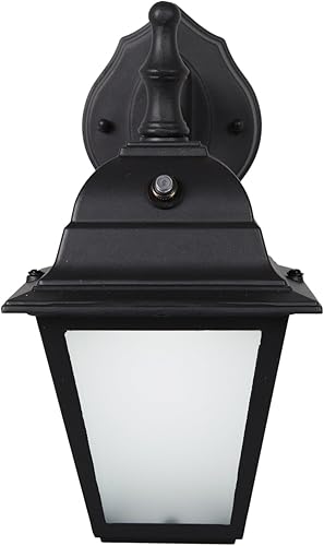 Miniatura 2 de Maxxima Farol LED de pared para porche, color negro con vidrio esmerilado, sensor de fotocélula, 700 lúmenes, sensor de luz del atardecer al