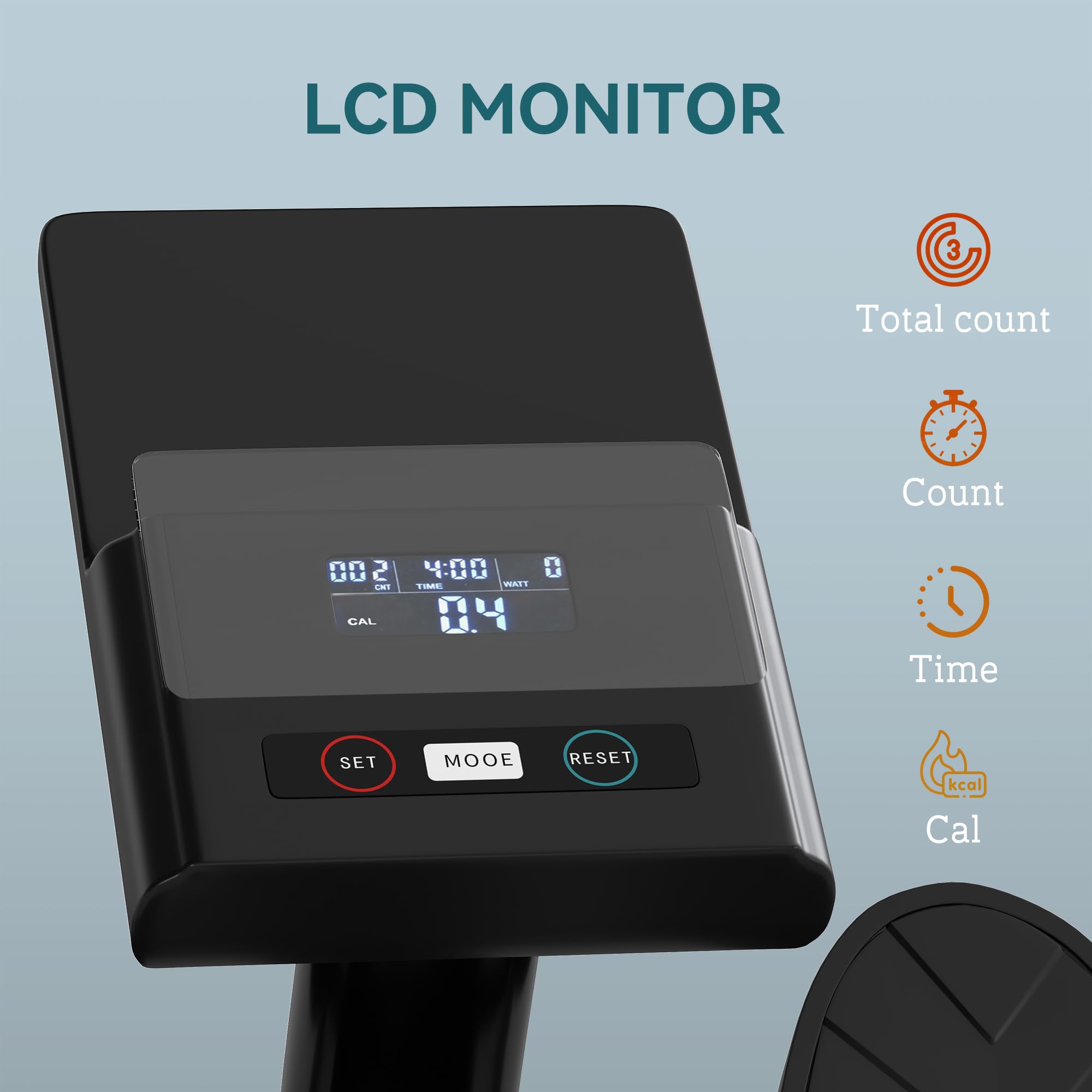 SPORTNOW Vogatore idraulico con 12 livelli di resistenza Vogatore con schermo LCD e pedale antiscivolo, portata massima 130KG, allenamento cardio a casa, nero