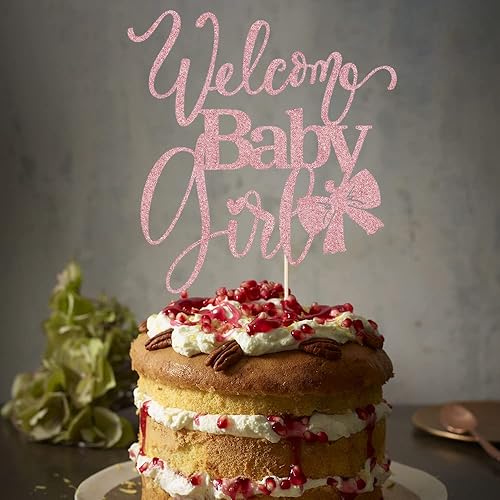 Miniatura 6 de Decoración de bienvenida para tartas de bebé niña, baby shower, baby shower, recién nacido, espectáculo de género para niña feliz cumpleaños (oro