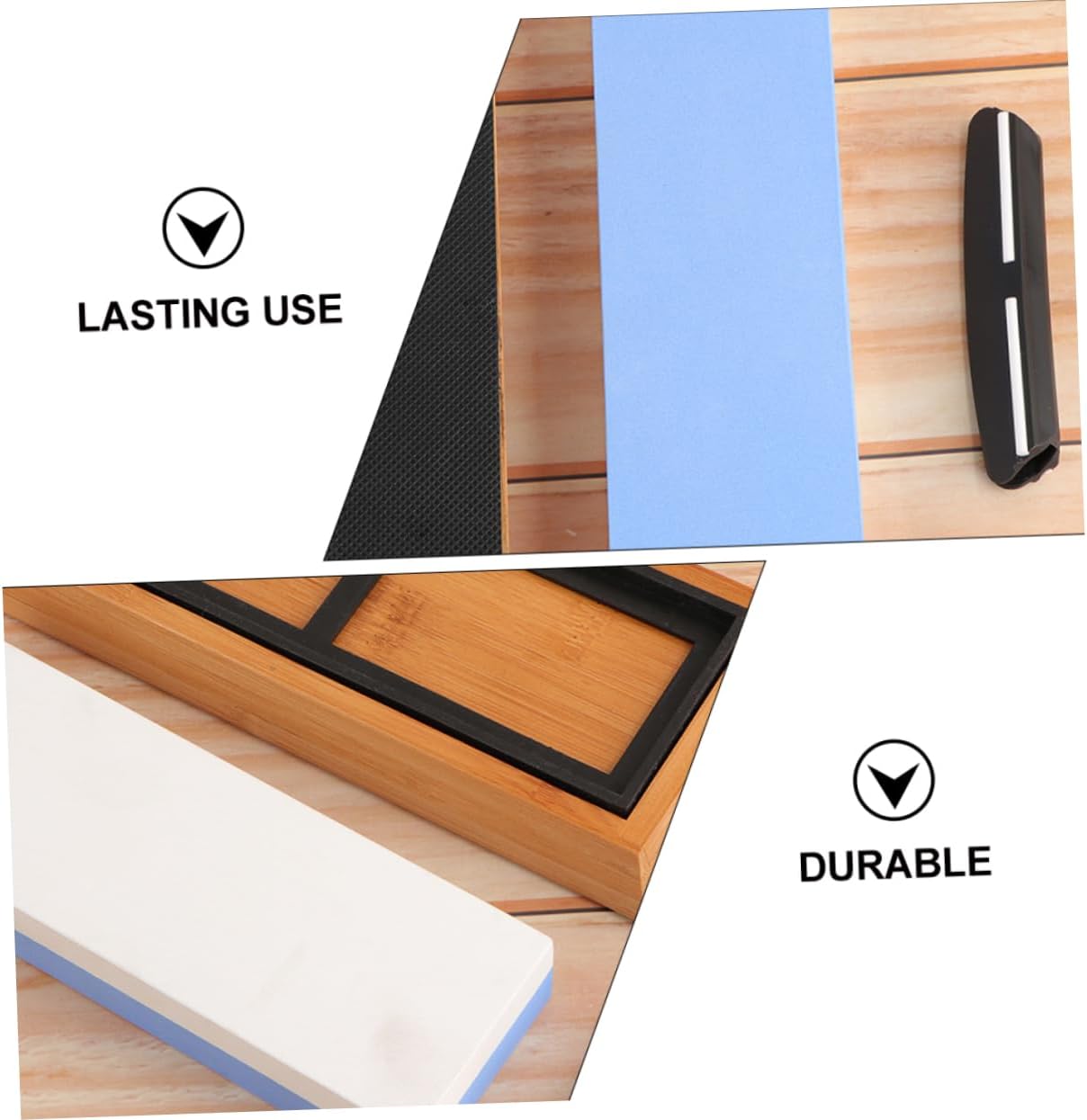 TEHAUX 1set Dual Grit Sharpening Stone Kit for Kitchen Tools Scissors Knives Includes Base Silicone Pad and Sharpening Guide for Grinding