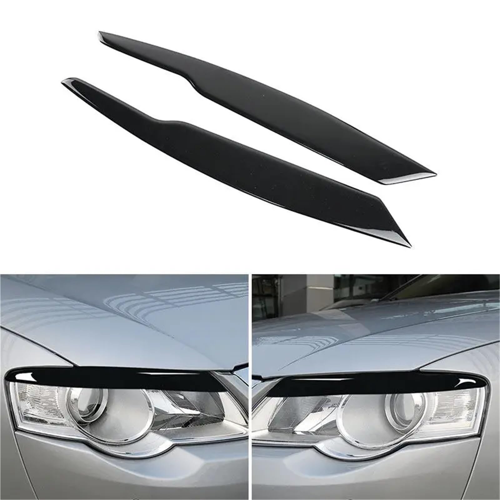 Headbrow Adhesivo para tapa de ojo de faro delantero de coche, compatible con VW Passat B6 3C 2005 2006 2007 2008 2009 2010 Car Headlight Eyebrow(Bright Black)