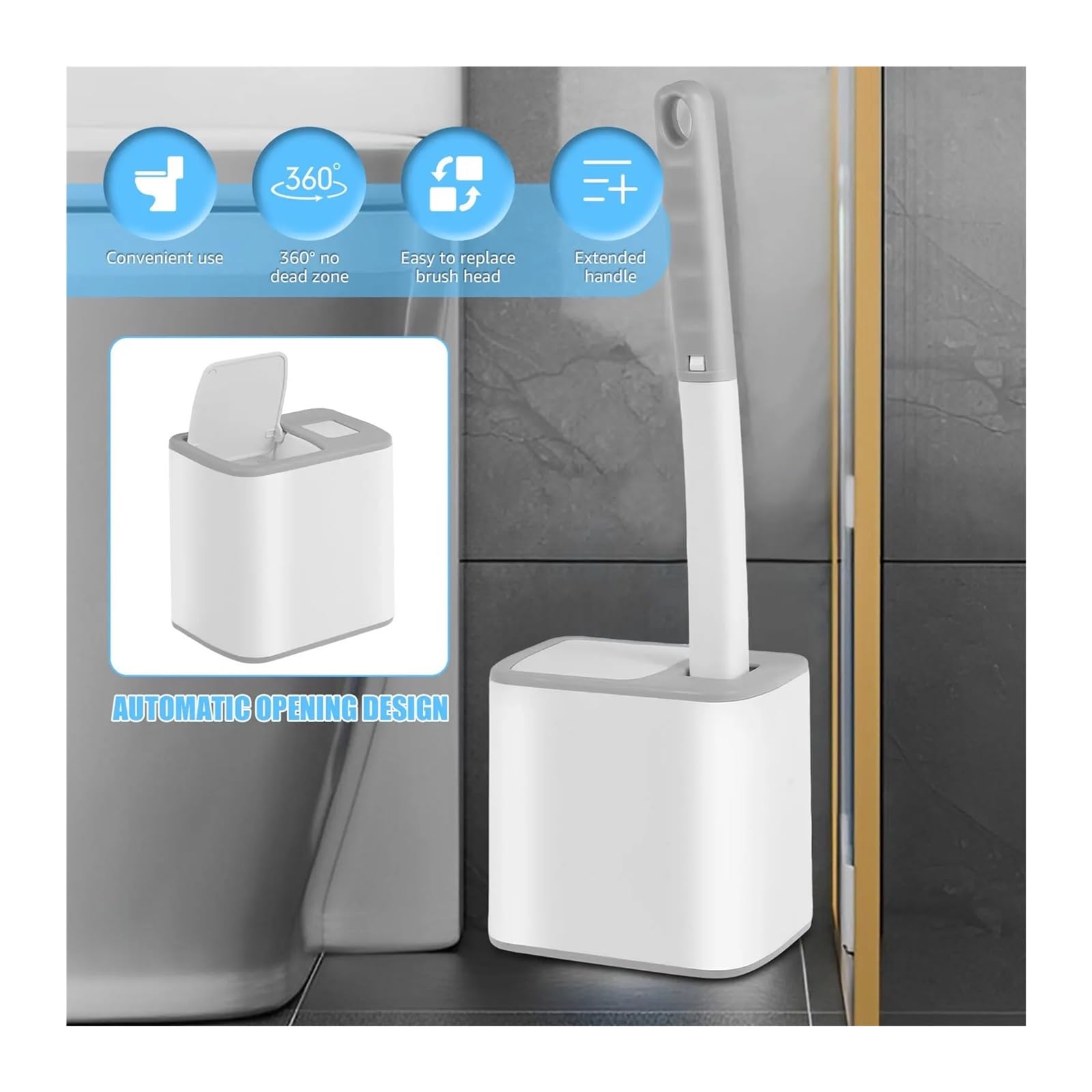 WC-Bürste mit Ersatzköpfen - Langer Griff Badezimmer Reinigungsbürste für Zuhause, 36 Ersatz für effektive WC-Reinigung