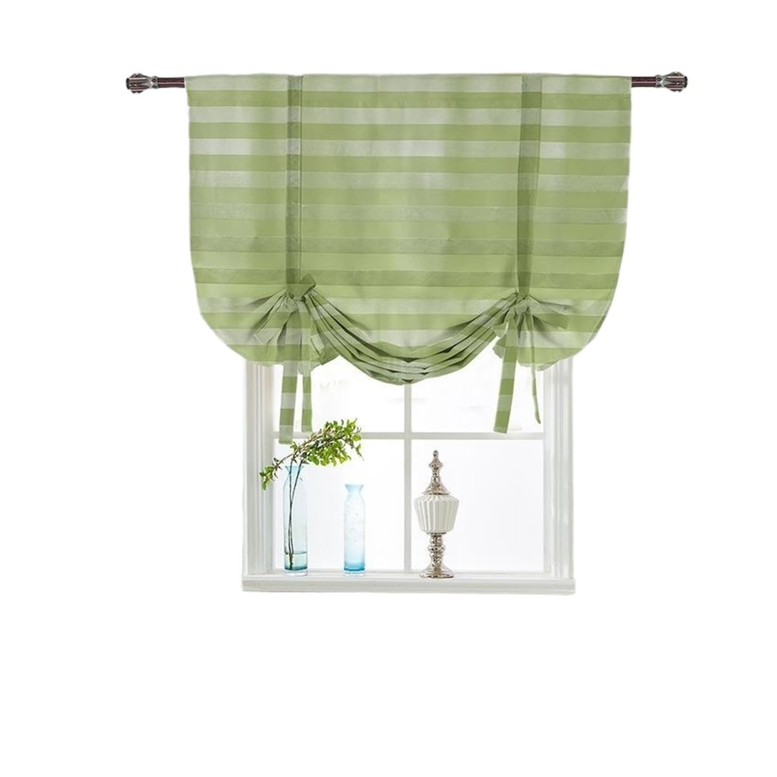 Tenda a pacchetto oscurante con lacci per finestra, tenda corta per balcone, bar, cucina, decorazione (verde)