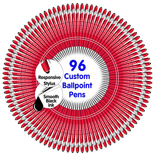 Canetas personalizáveis, canetas personalizadas com nome, metal suave ao toque, insira o logótipo ou a mensagem, caneta multicolorida de uso duplo, presente personalizado tinta preta - 96 peças