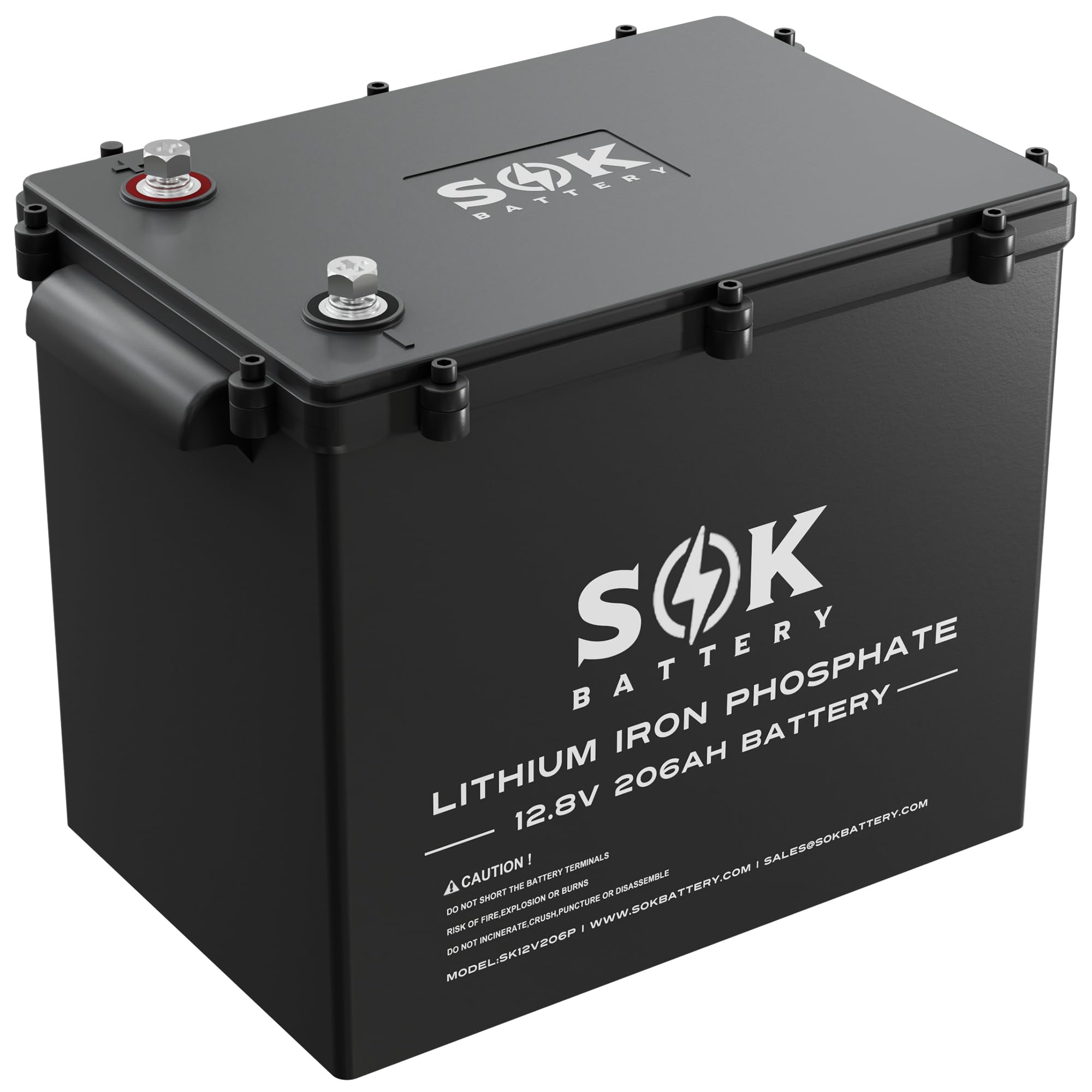 SOK Battery Marine Grade 12V 206Ah LiFePO4 Battery,Sealed Plastic Box