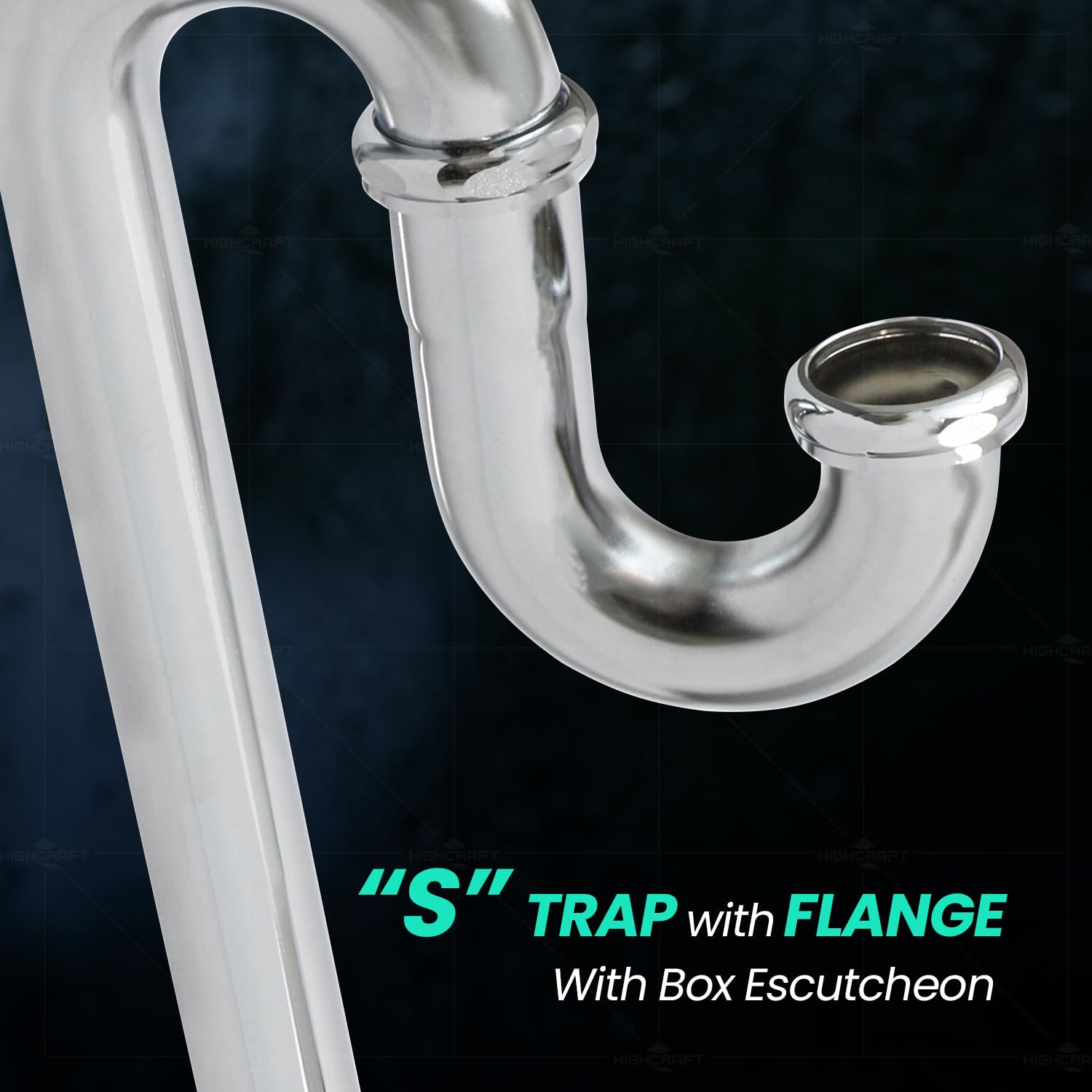 Highcraft 34J34 S-Trap con Flangia, per applicazioni di scarico tubolare 1-1/2", ottone 22GA, cromato, 1-1/2"