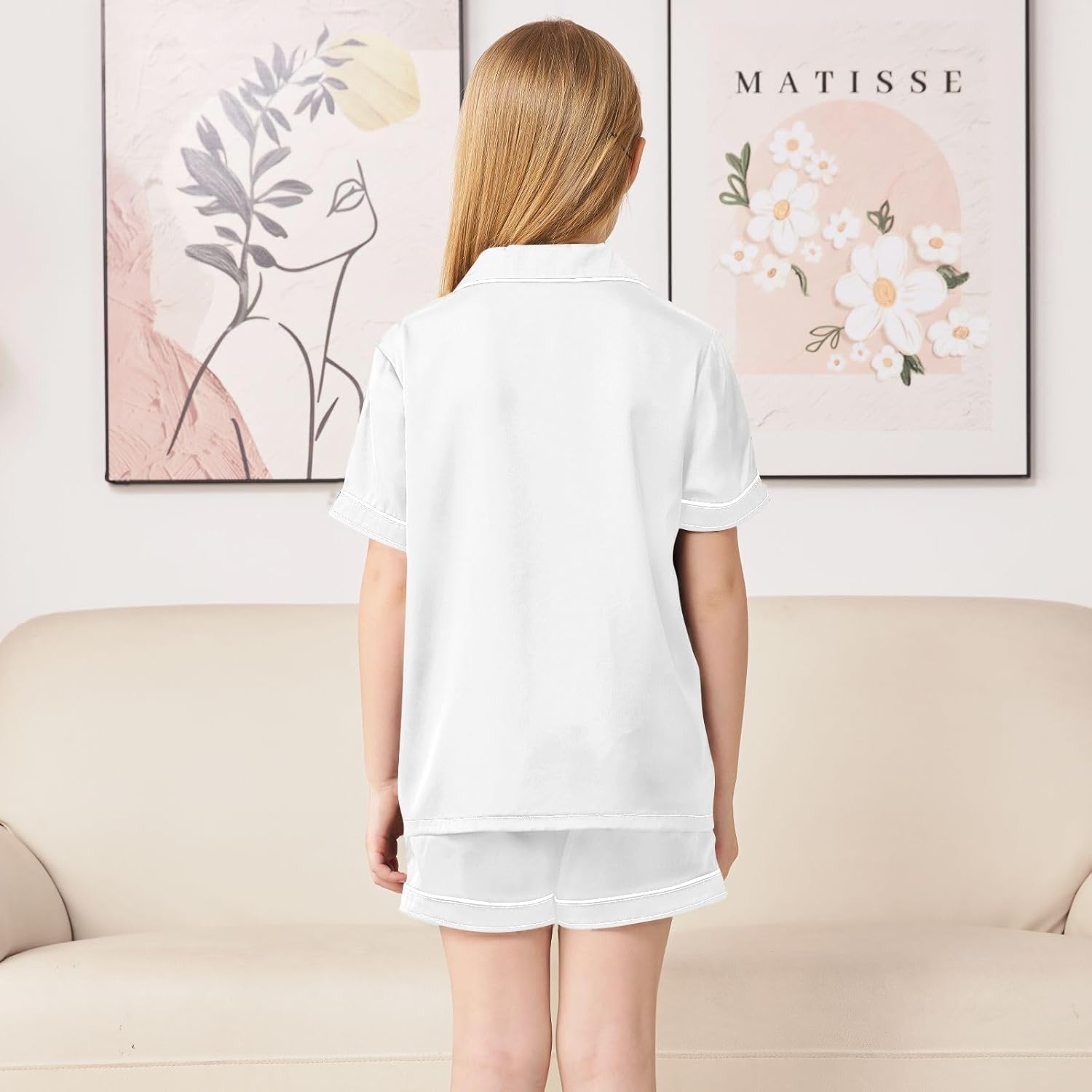 Unisex Pajamas Basic Solid 2 Piece Satin Silk Button Down Sleepwear Lounge Set Summer Pjs