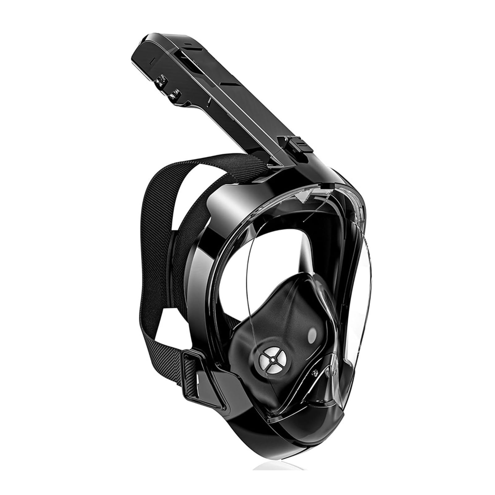 Máscara de Snorkel de Cara Completa Vista Panorámica 180° Respiración Seca Visión Clara para Adultos Equipo Snorkel Negro S/M/L/XL (S/M)