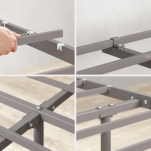 Miniatura 6 de ZINUS Florence - Base de cama con plataforma de metal, base de colchón, no necesita somier, fácil montaje, gris, tamaño individual