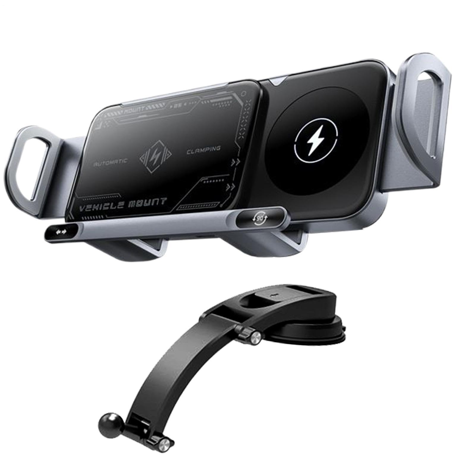 Generico Caricatore Wireless per Auto Porta Cellulare Veicolo | Supporto Smartphone Piegevole, Ricarica 15W Doppia Bobina per Auto