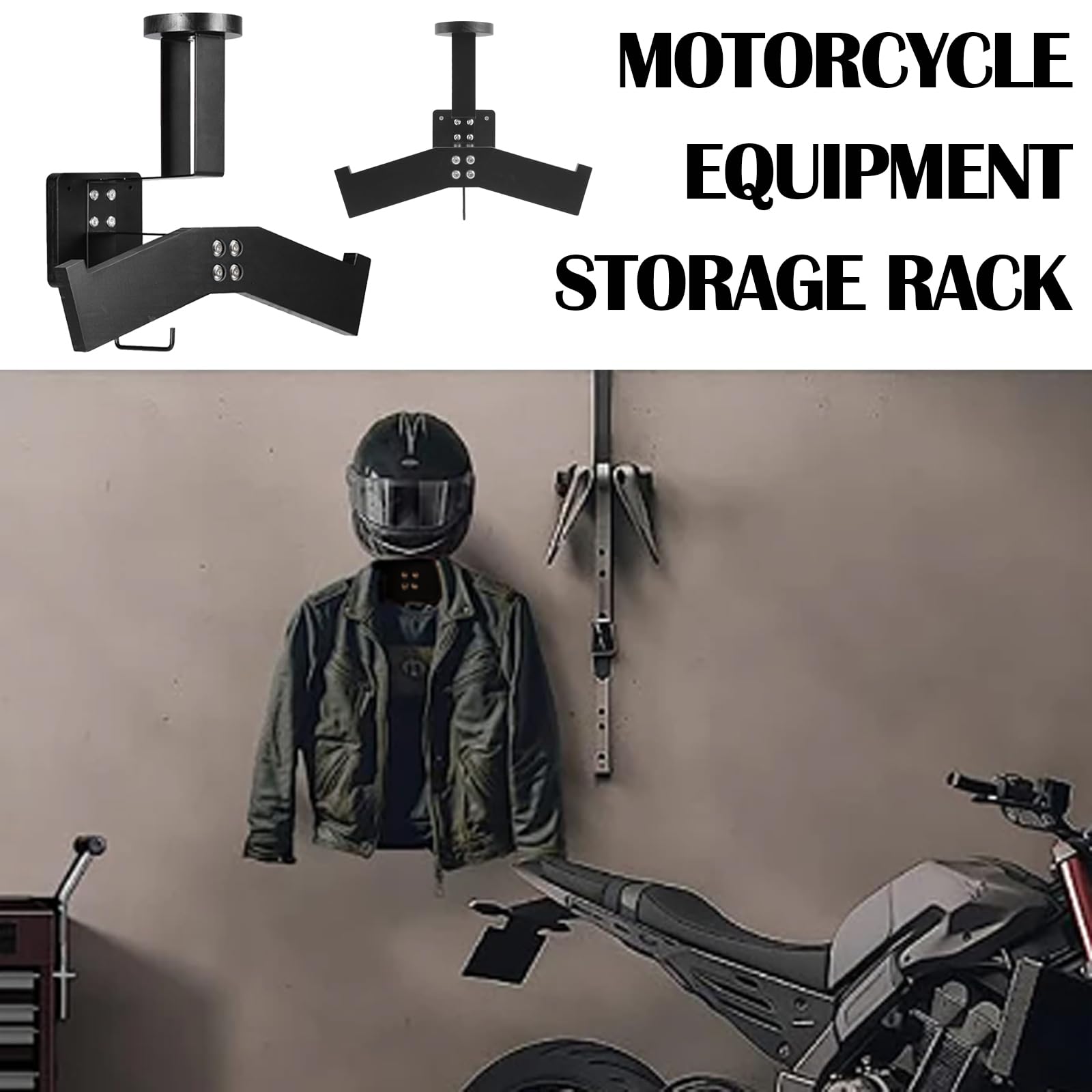 Porta Casco Moto da Parete, Gilet Tattico, Appendiabiti Espandibile, Organizzatore Multifunzionale per Accessori di Biciclette e Moto