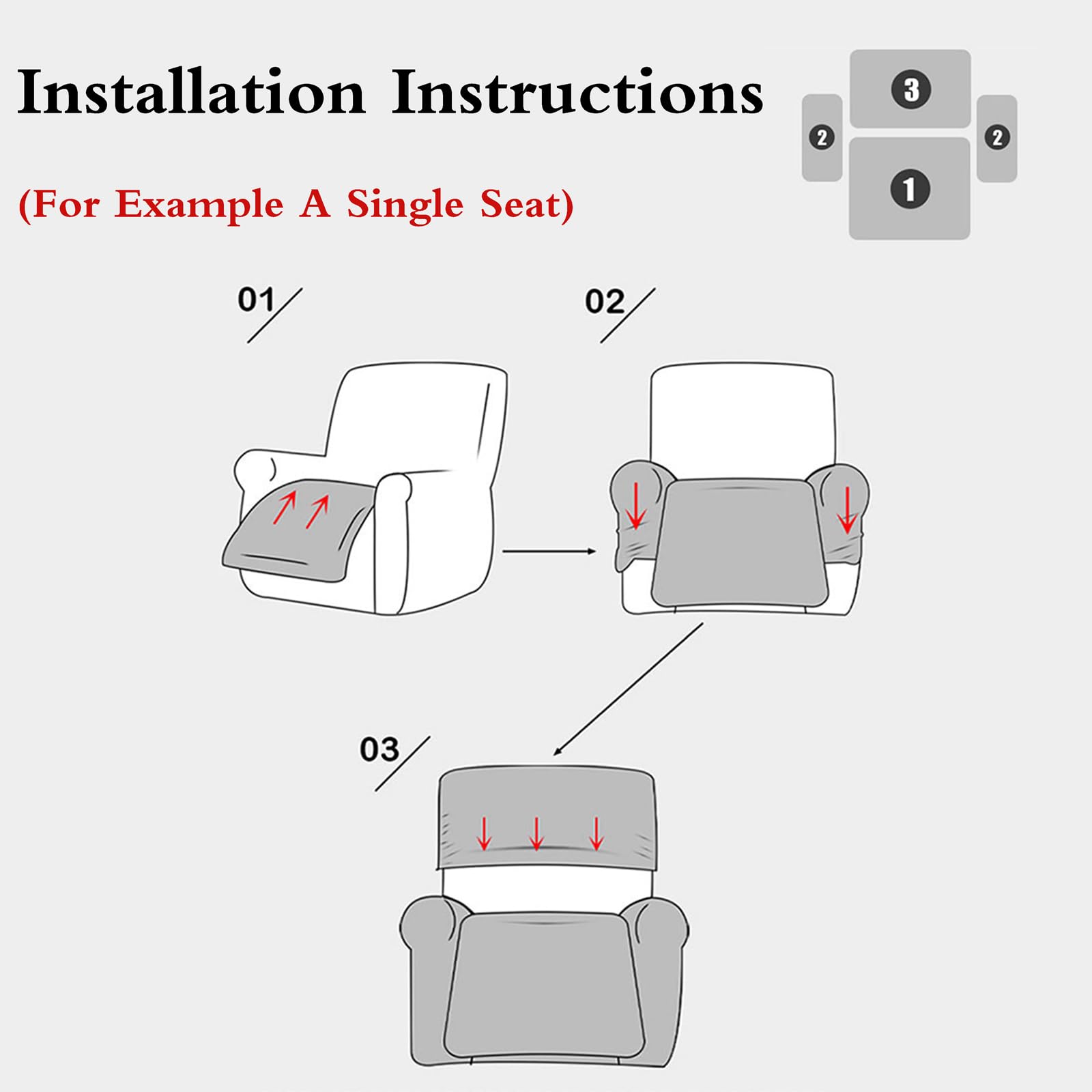 Copripoltrona Reclinabile,Coprisedile Poltrona Impermeabile,Moderna Fodere Copripoltrona Reclinabile,Fodera Poltrona Reclinabile,con Tasche,per Soggiorni,Home Theater E Uffici