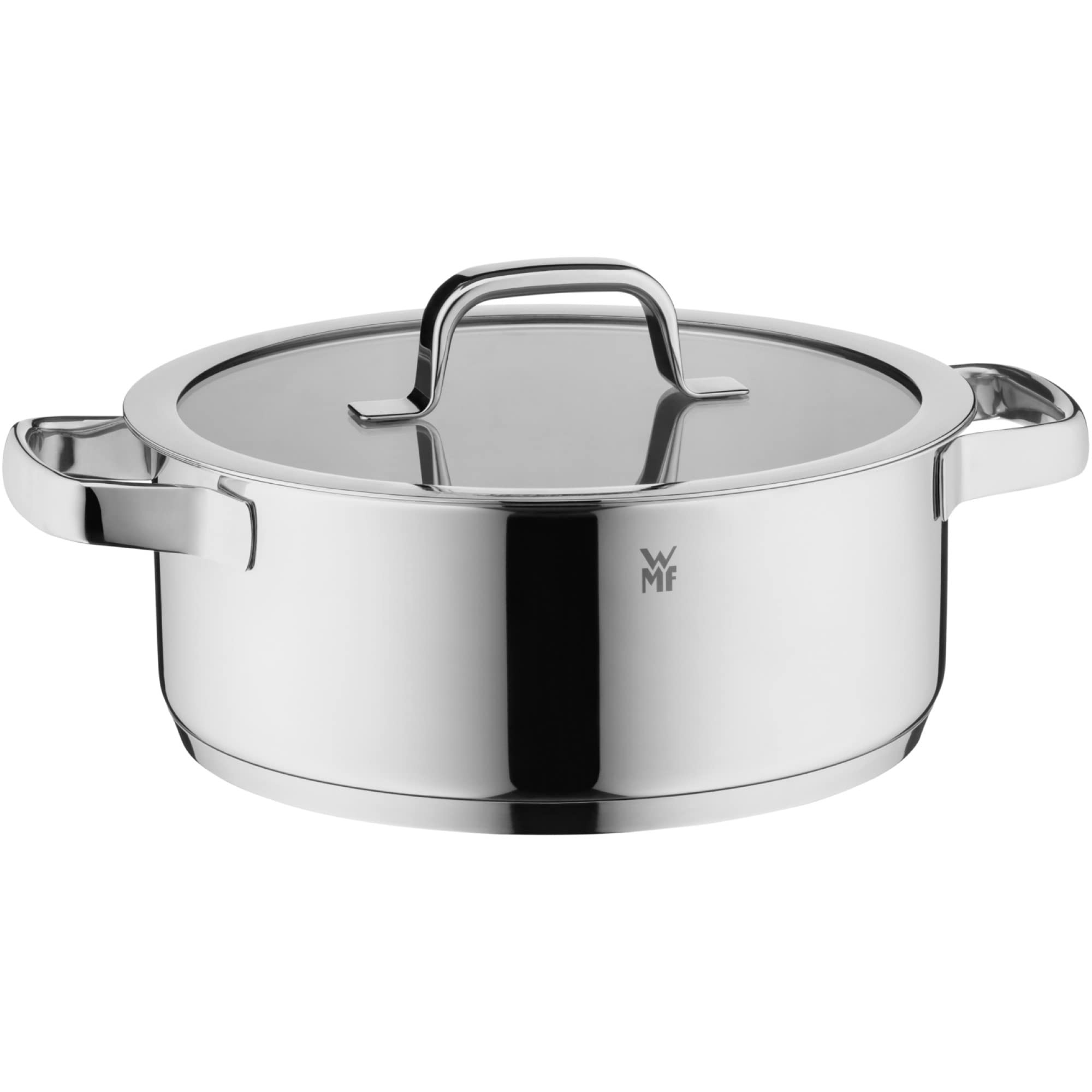 WMF Compact Cuisine - Set di pentole a induzione, 5 pezzi, con coperchio in vetro, in acciaio inox Cromargan lucidato, non rivestito, scala interna