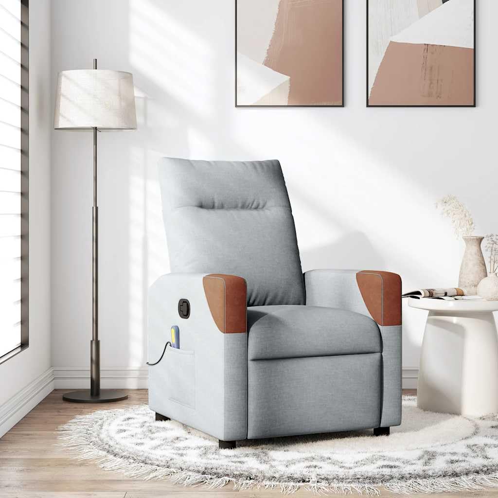 Fauteuil de massage inclinable gris clair tissu relaxation salon