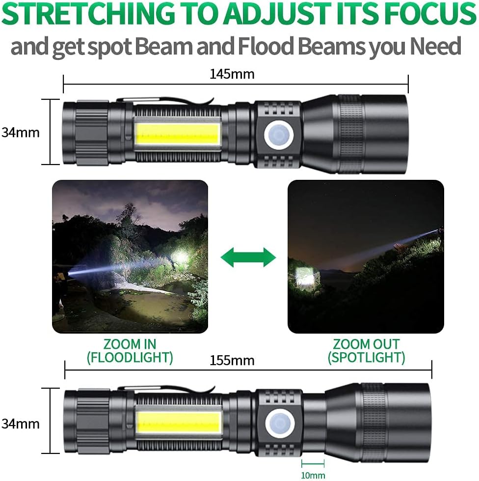 Blacklight flashlights, 3 in-1 Rechargeable Flashlights, UV Light Magnetic LED Flashlight High Lumens, 7 Mode Emergencies Camping flashlight, Tactical Waterproof Flash Light for Pet Urine Detection