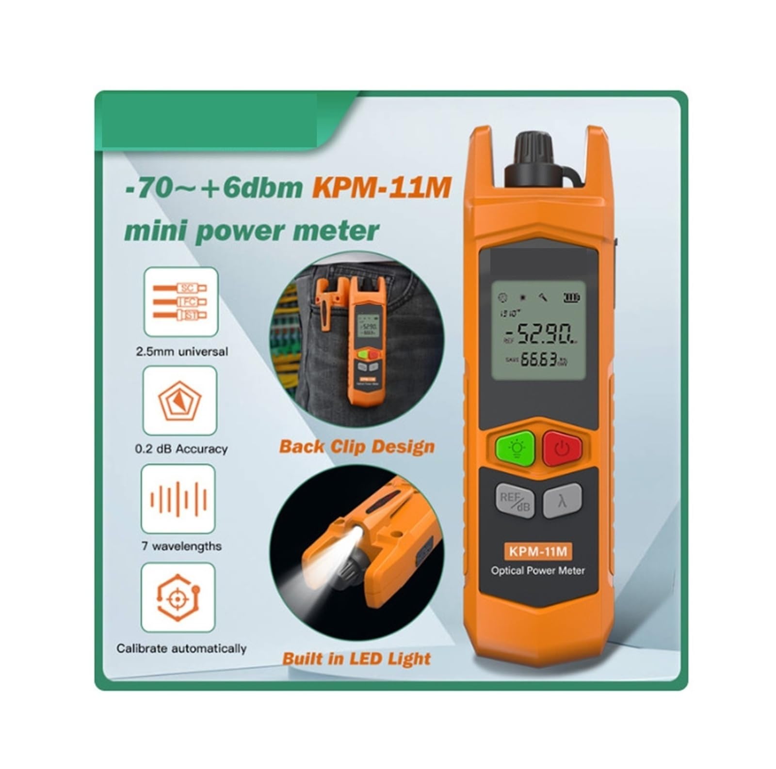 Lichtleiter-Leistungsmesser, Verlust-Tester, Kabel mit 7 Wellenlängen, Messgerät, optische Glasfaser, OPM-70 ~ +6 dB, kommt mit KPM-35 KPM-25 KPM-11M (2)