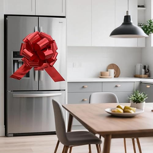 Miniatura 4 de Lazos de regalo (18 pulgadas, rojo) para decoración de automóvil, boda, celebración de fiesta de casas nuevas, decoración de Navidad. Arco redondo,