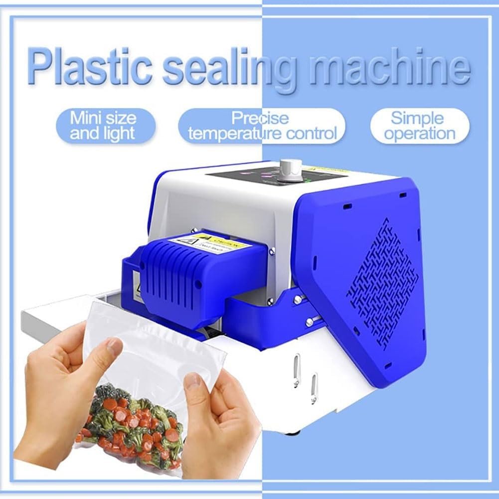 Máquina automática de sellado de bolsas, Máquina de sellado continuo, 300 W 6 M/min, Máquina envasadora en rollo de 2500 bolsas/H, Temperatura de sellado térmico: 80-200 °C