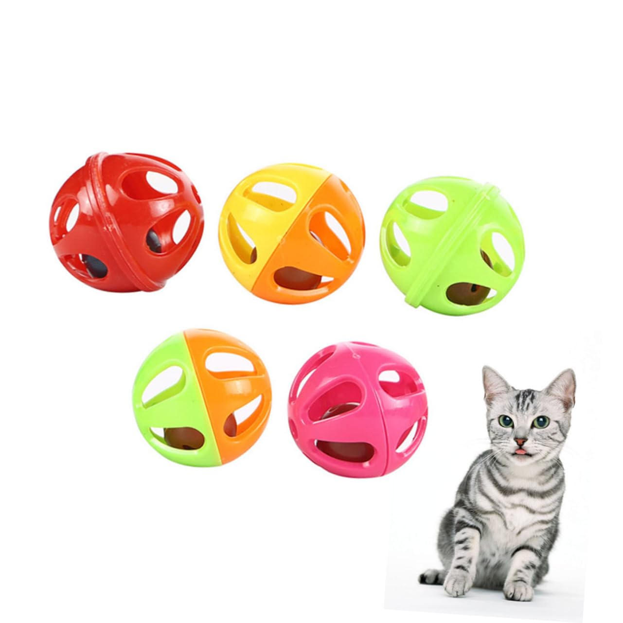 Kisangel 150stücke Katzen-Spielzeug Mit Glocke Interaktives Kreatives Katzenspielzeug Zufälligen Farben Fördert Die Neugier Und Hält Katzen Geistig