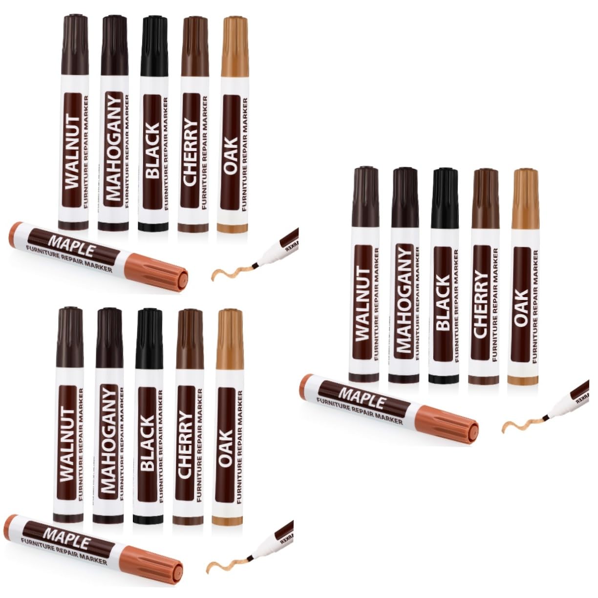 KOMBIUDA 18pcs Wooden Furniture Markers Quick-Drying Scratch Repair Pens for Hiding Worn Edges Concealing Blemishes Tables Cabinets and Floors Color Options