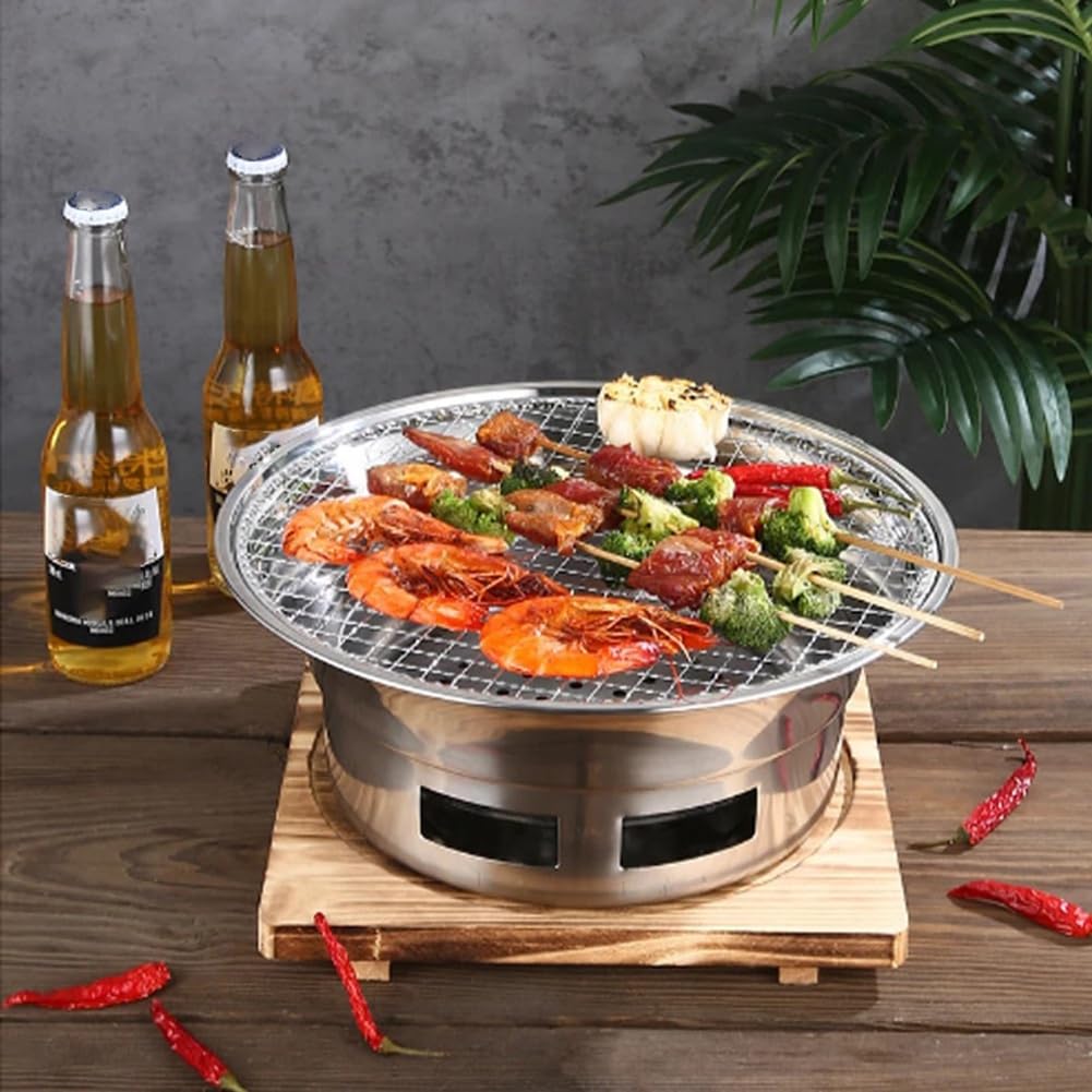 Barbecue rotondo in acciaio inox, senza fumo, per esterni, barbecue commerciale, barbecue portatile, ideale per feste in giardino e campeggio