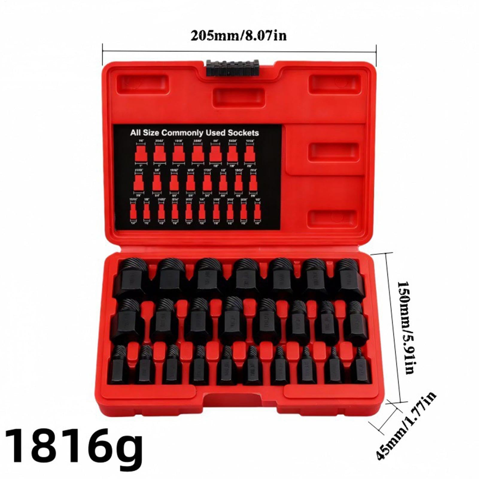 Zestaw do Wyjmowania Śrub Narzędzia do naprawy gwintów z łbem sześciokątnym | 25-elementowy komplet do usuwania uszkodzonych, zerwanych, śrub, kołków, nakrętek Do samochodów,