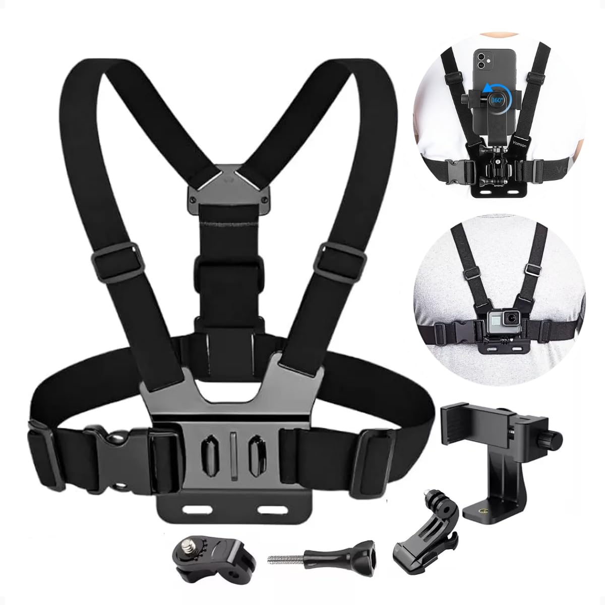 TechTrends Gopro Chest Band Adjustable 360° Vest For Mobile Phone And Camera Sport Video And Shooting Moto Bike Compatible iPhone Android Professional Comfortable-picture-32
