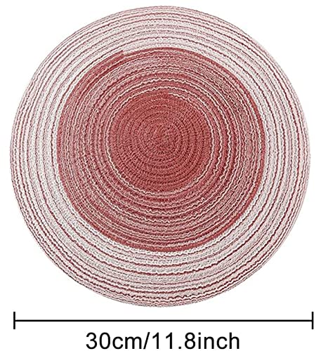 Image of Jute Placemats Set of 6 Heat Resistant Round Place Mats Natural Jute Woven Braided Table Mats Thick Farmhouse Placemats Trivet Round Braided Placemats for Dining Table(Red, Set of 6)