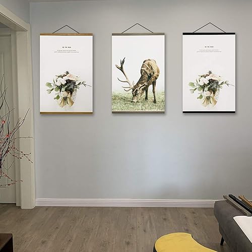 Miniatura 7 de Miaowater 2 paquetes de marco magnético para colgar fotos, de madera ligera, marcos para colgar fotos, imágenes y arte impresa en lienzo