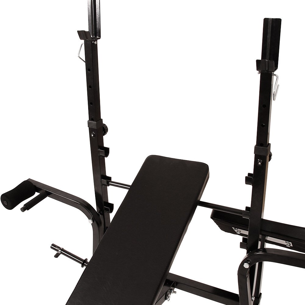 Banco de Pesas Multifunción - Torre de Poleas, Press de Pecho, Banco Predicador & Flexiones y Extensión de Piernas (Plegable y Ajustable) - Musculación, Ejercicios