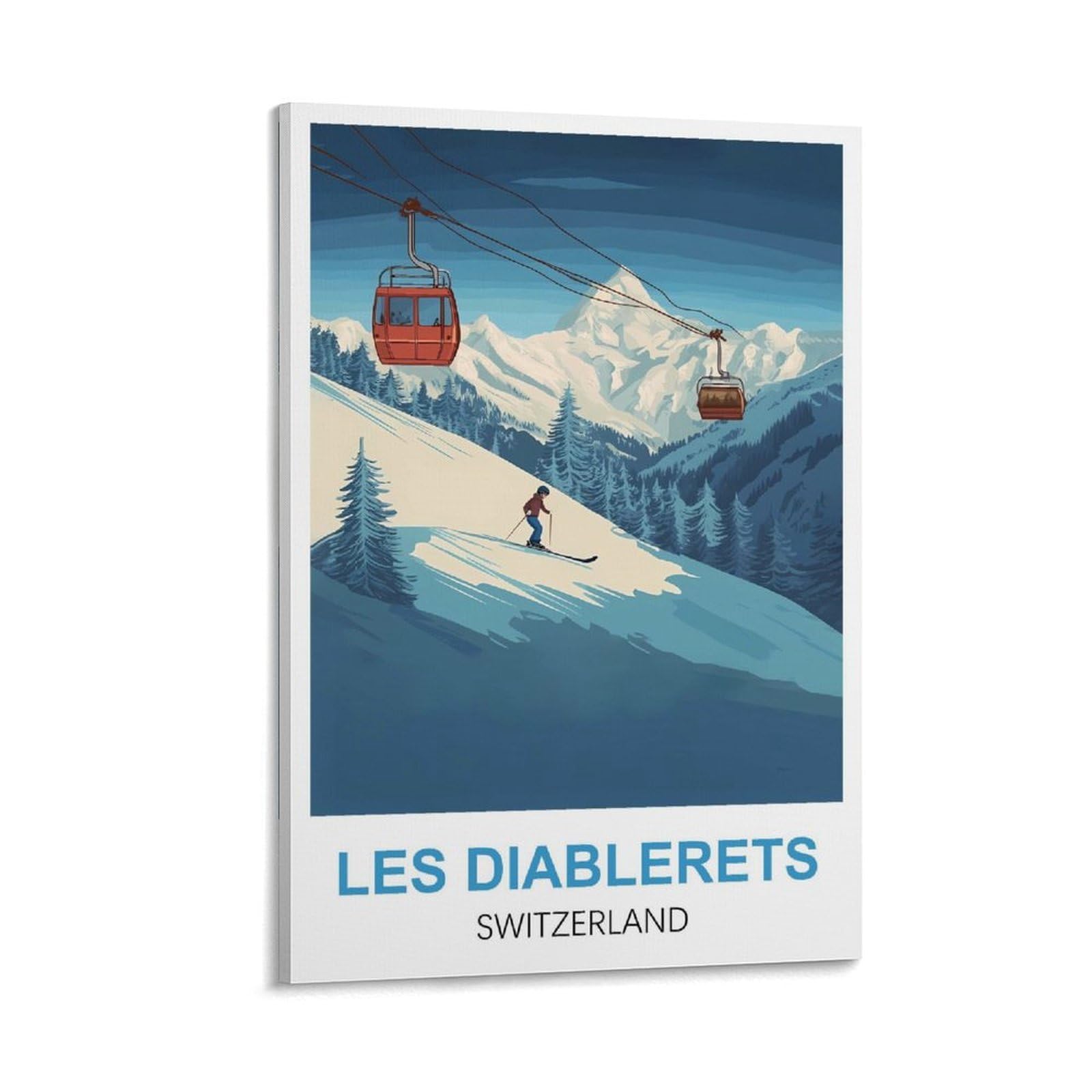 Zzhhegn Frame-Style Les Diablerets Switzerland Vintage Travel Posters 20X30inch(50X75cm) Canvas Art And Wall Art Picture Print