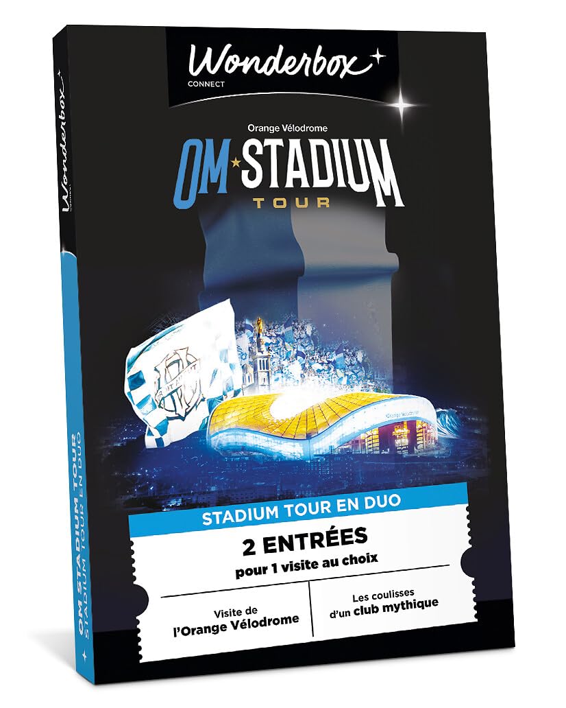 Wonderbox Connect - Coffret Cadeau - OM Stadium Tour Duo - 2 entrées pour 1 Stadium Tour - Visite de l'Orange Vélodrome - Les coulisses d'un club mythique - Validité 27 mois