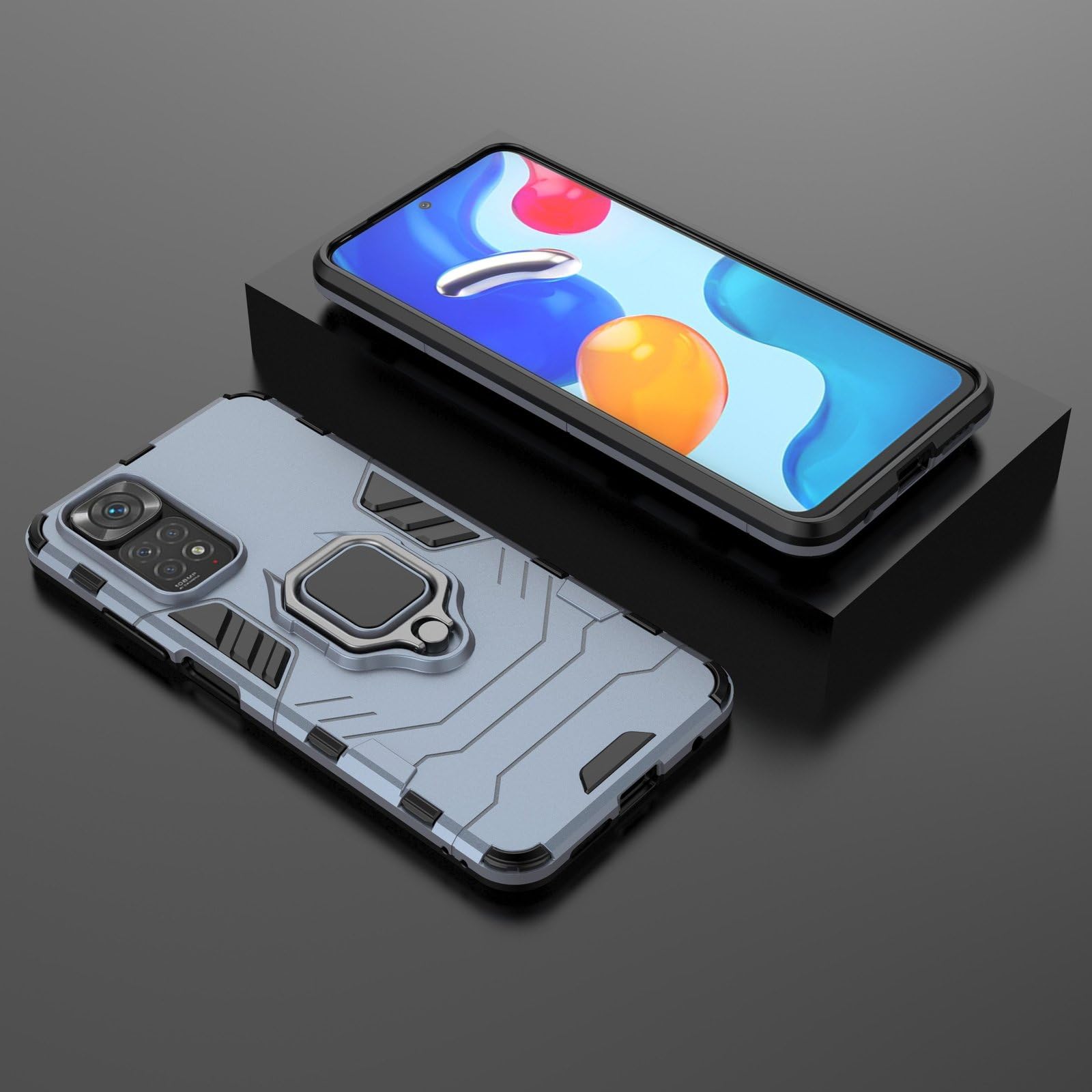 Cover per Xiaomi Redmi Note 11/Redmi Note 11s con Anello Custodia Supporto Magnetica Rigida Resistente Antiurto Doppio Strato Protettiva Calamita Bumper Case (Xiaomi Redmi Note 11/Note 11s, Rosso