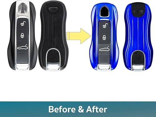 Miniatura 3 de Funda de repuesto pintada para llavero compatible con llavero Porsche (azul)