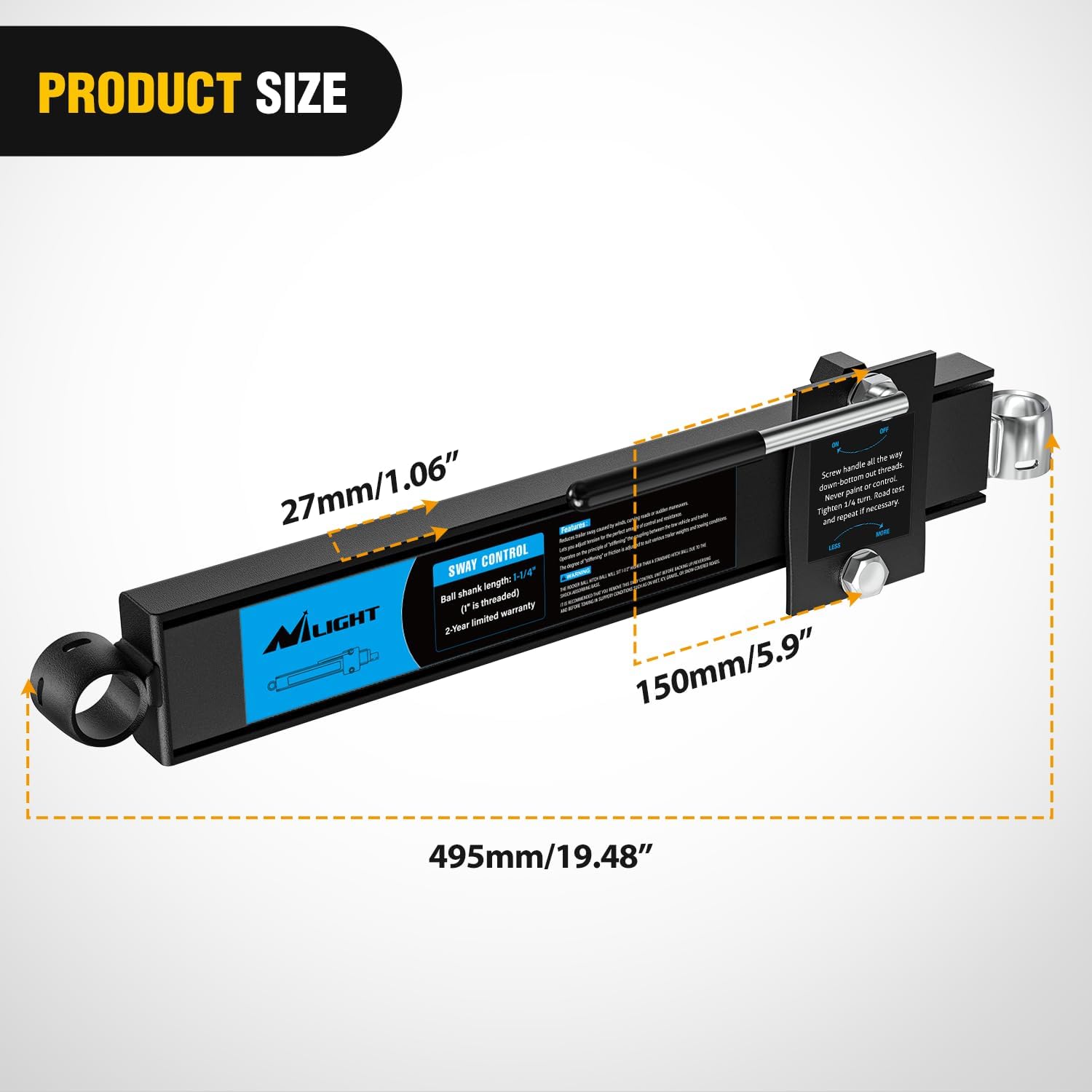 Nilight Adjustable Sway Control Kit with On/Off Control & Double Friction Pads for Trailer/Camper/RV