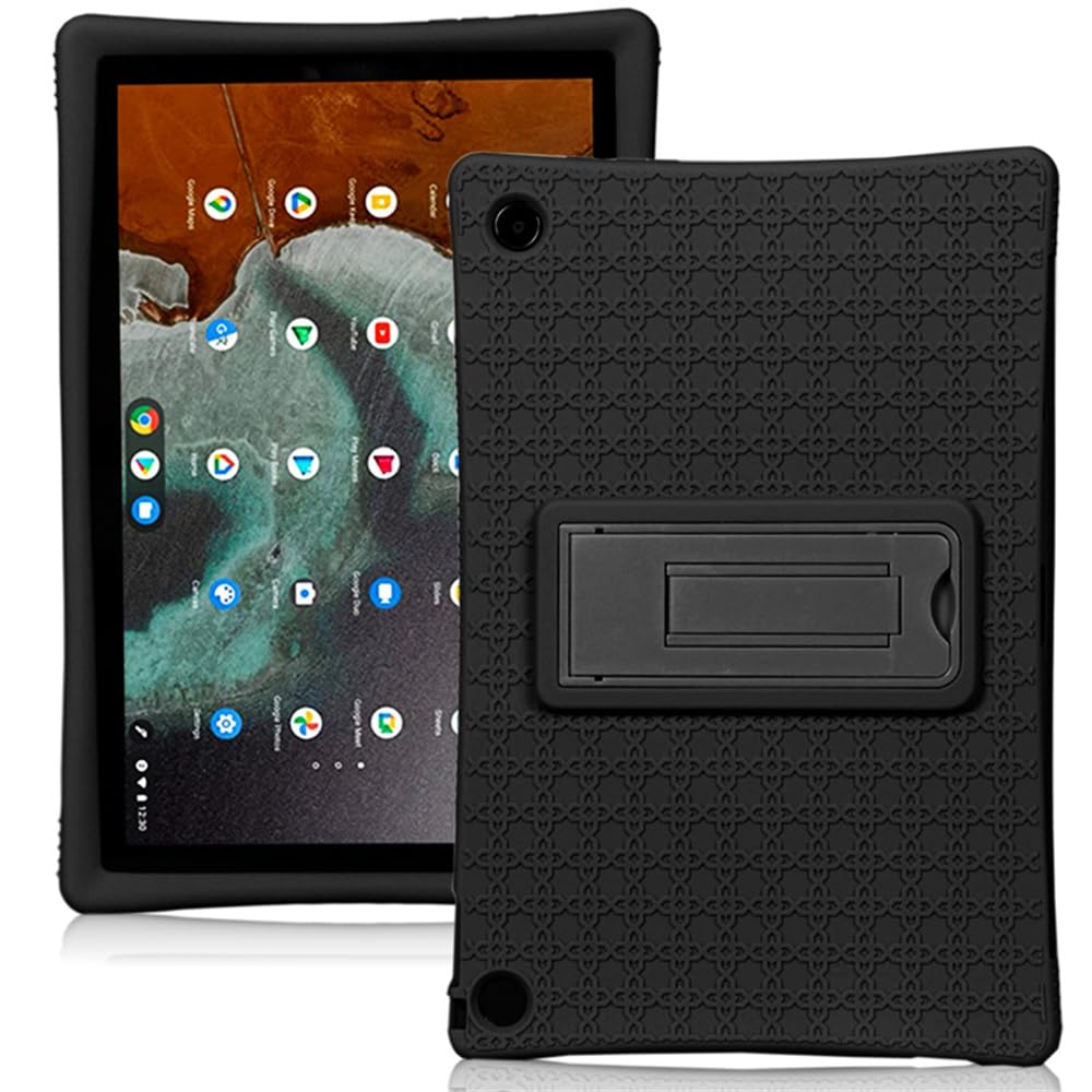 INSOLKIDON Compatible with ASUS Chromebook Detachable CM3 CM3000 Tablet Case, Full Coverage Ultra Slim Silicone Shockproof Lightweight Bracket Shell