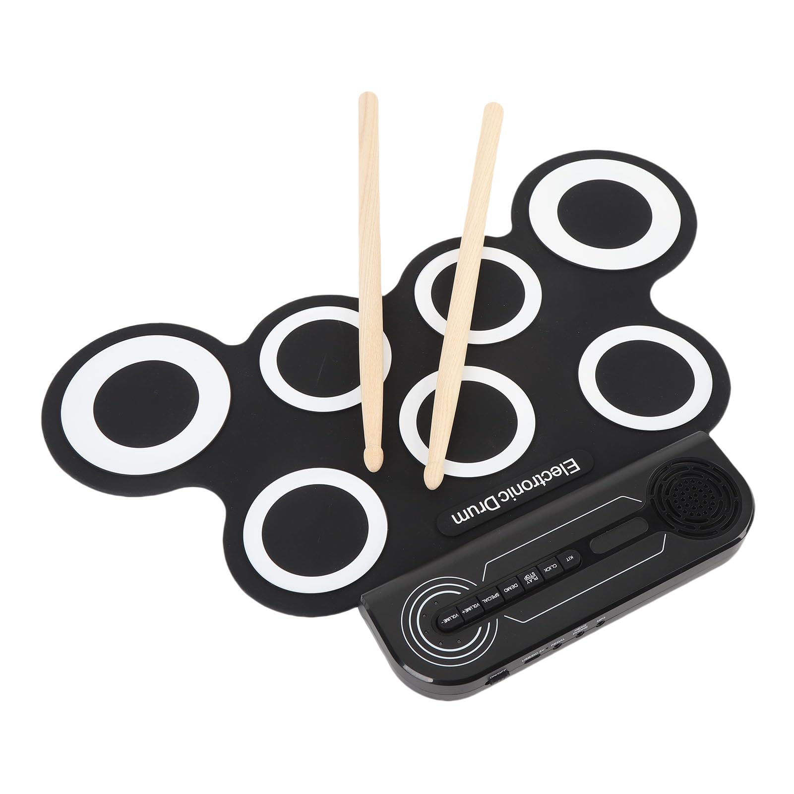 aqxreight Almohadilla de Práctica Electrónica con Efectos de Sonido Incorporados, Silicona con Baquetas de Madera para Niños, el Tambor Es para una Almohadilla Electrónica Segura, de Práctica,