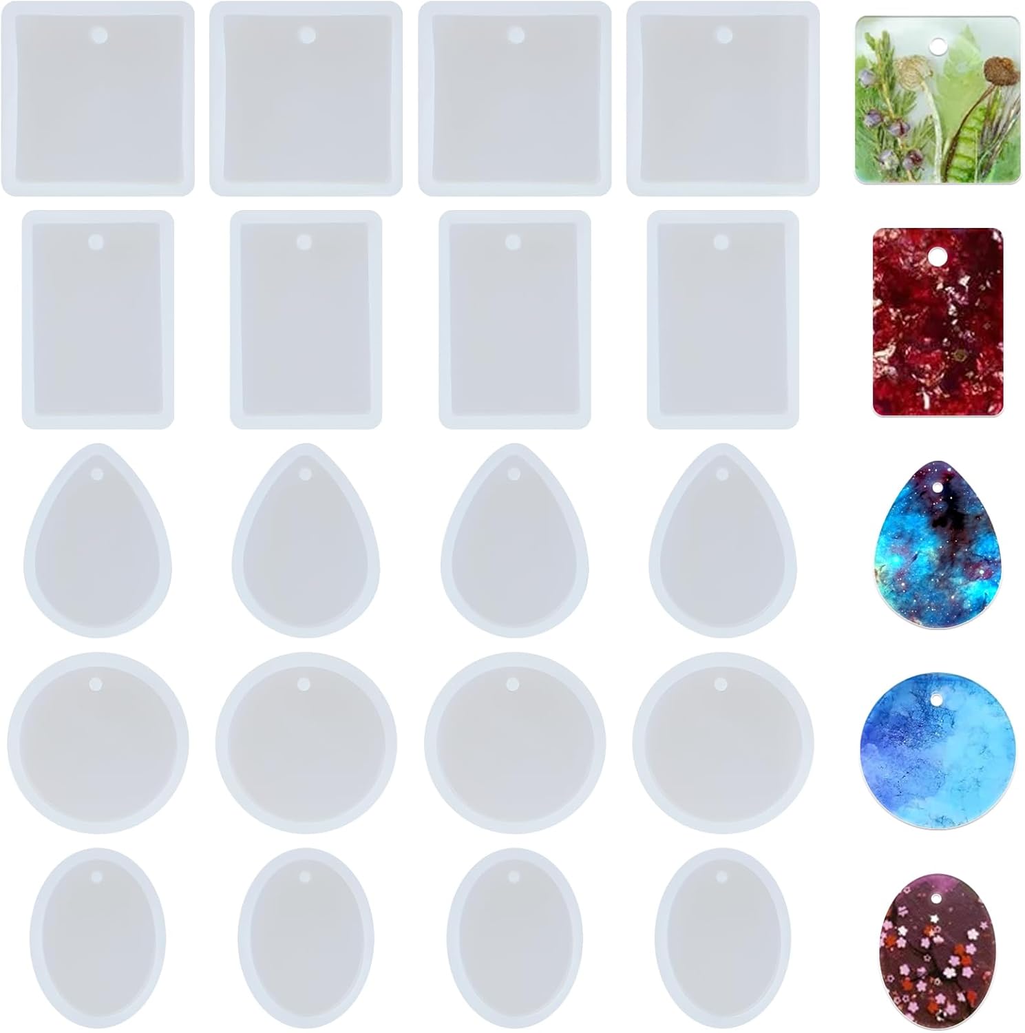 20Pcs Jewelry Casting Molds Silicone Resin Jewelry Molds Moulds for DIY