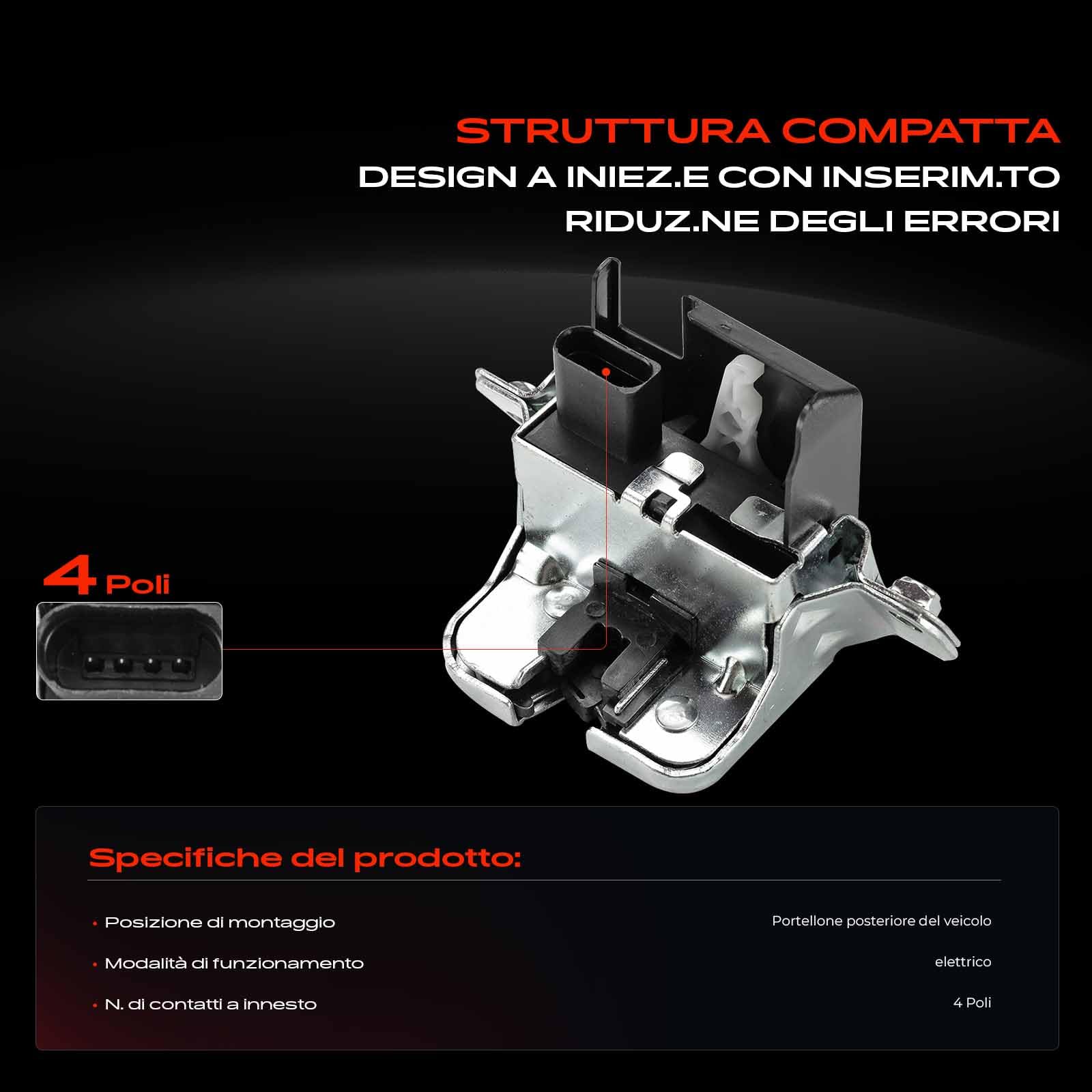 Frankberg Serratura porta serratura auto Portellone posteriore Compatibile con T.o.u.a.r.e.g 7P5 7P6 S.h.a.r.a.n 7N1 7N2 A.l.h.a.m.b.r.a 710 711 S.h.a.r.a.n 7N Replace# 7P0827505E