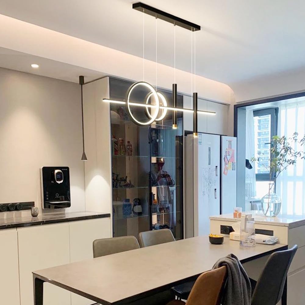 Lampadario a Sospensione lineare, lampadario Geometrico a LED, Lampada da soffitto, Lampada da Tavolo da Pranzo, lampadario Moderno a Sospensione per Isola Cucina, Ristorante, Ufficio, Camera da