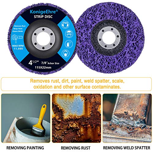 Konigeehre 20200910 6 Packs 4-1/2 Inch X 7/8 Inch Strip Discs Stripping Wheel Fit Angle Grinder Clean And Remove Paint Coating Rust Welds Oxidation thumb #3