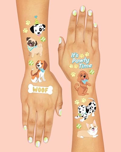Miniatura 4 de xo, Fetti Tatuajes temporales para perros para niños, 44 estilos de purpurina | Suministros de cumpleaños de animales, recuerdos de fiesta para